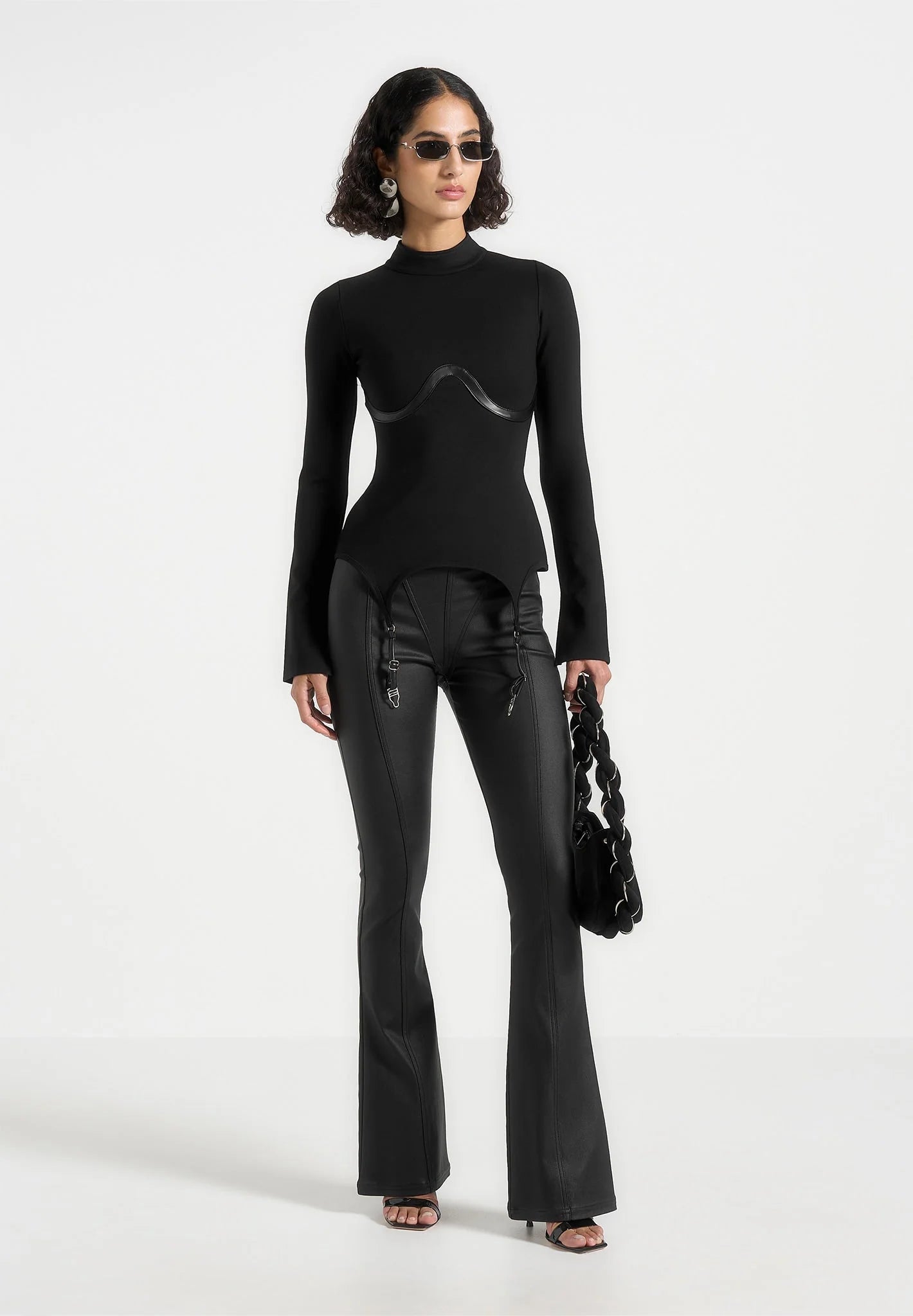 Suspender Detail Top - Black