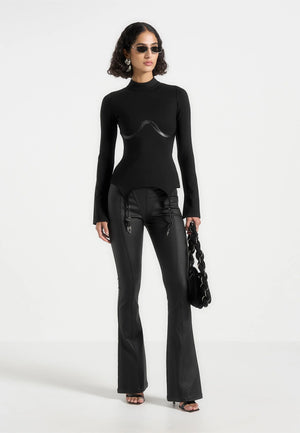 Suspender Detail Top - Black