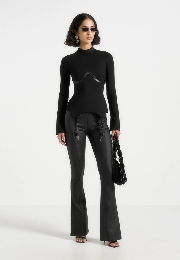 Suspender Detail Top - Black