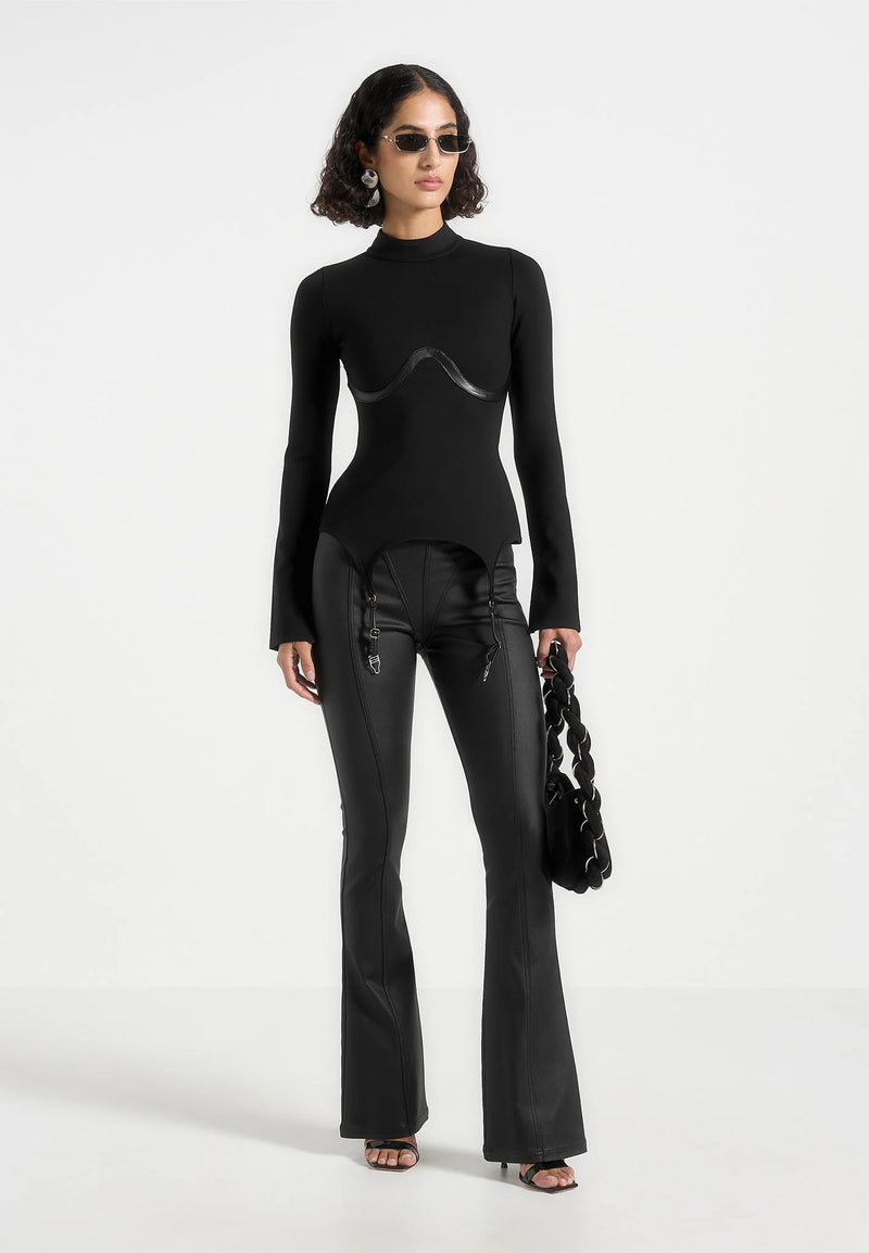 Suspender Detail Top - Black