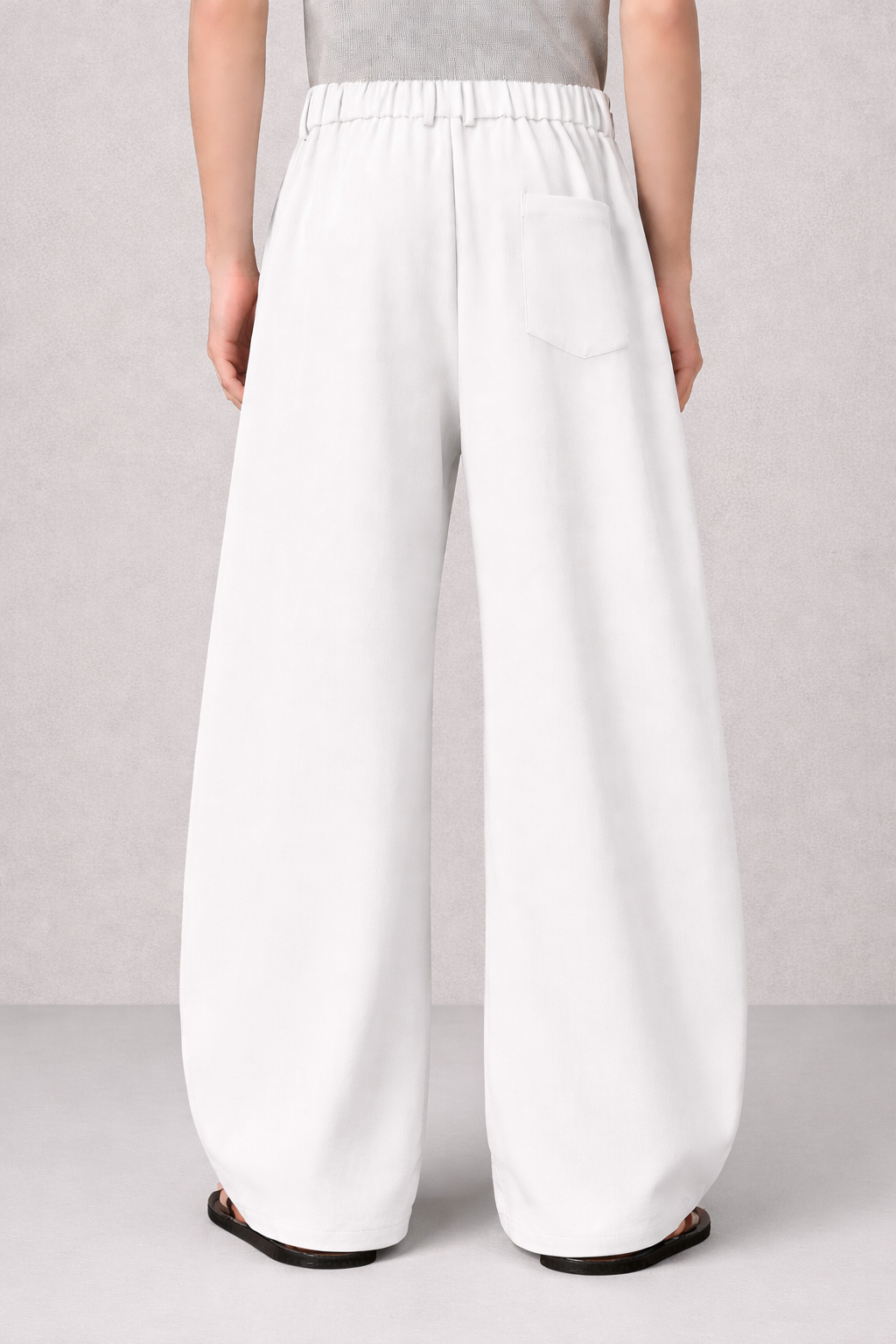 Caspian Relax Fit loose Elastic Waist Straight Leg Pleated Pants