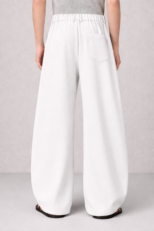 Caspian Relax Fit loose Elastic Waist Straight Leg Pleated Pants