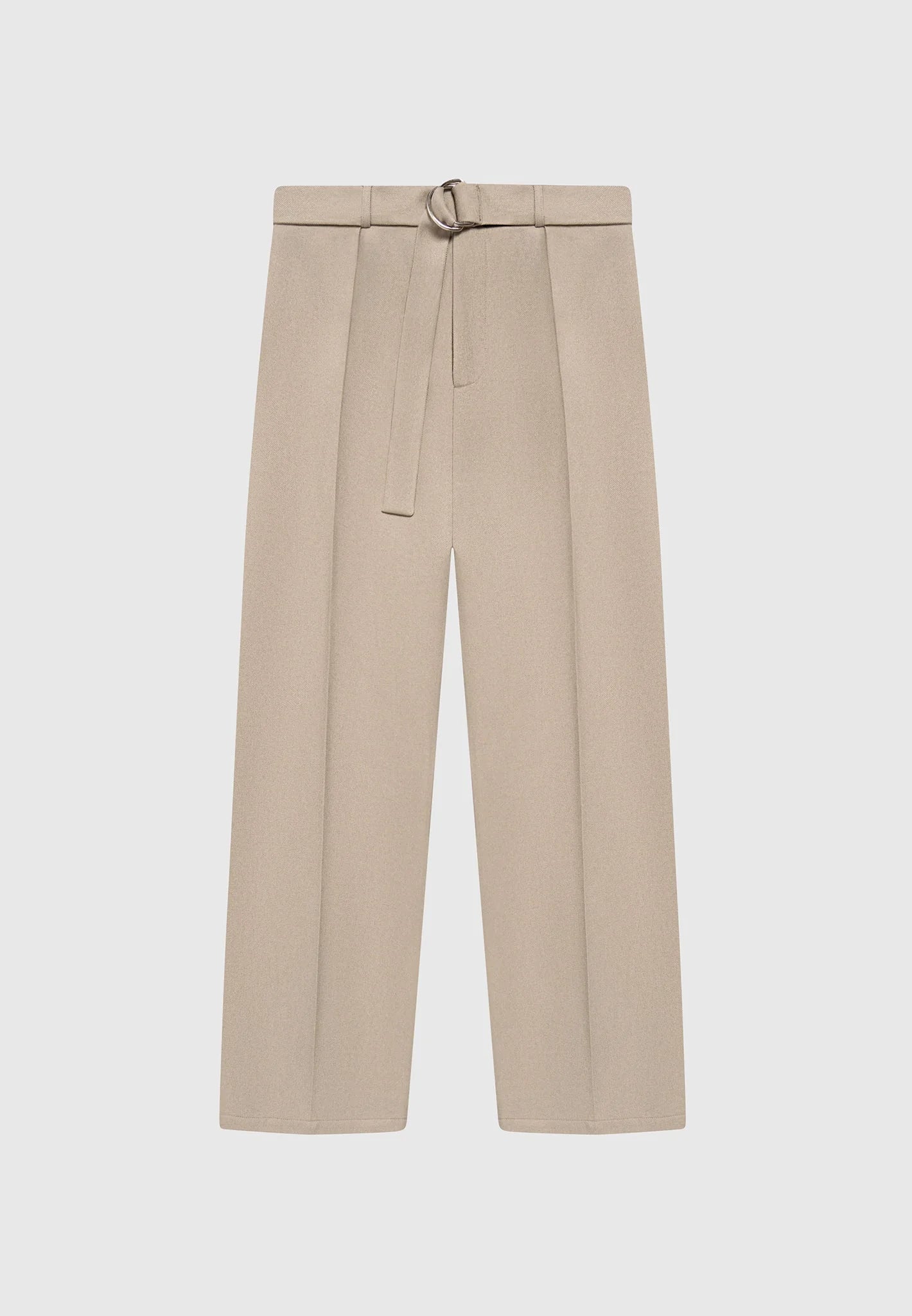 Relaxed Fit Belted Tailored Trousers in Beige